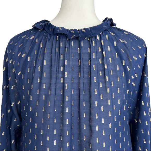 Vinyard Vines Lurex Clip Dot Silk Blend Semi-Sheer Top (XS) - Picture 10 of 16